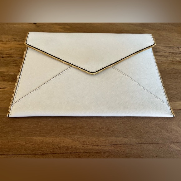 Rebecca Minkoff Leo Leather Envelope Clutch White - Picture 4 of 15